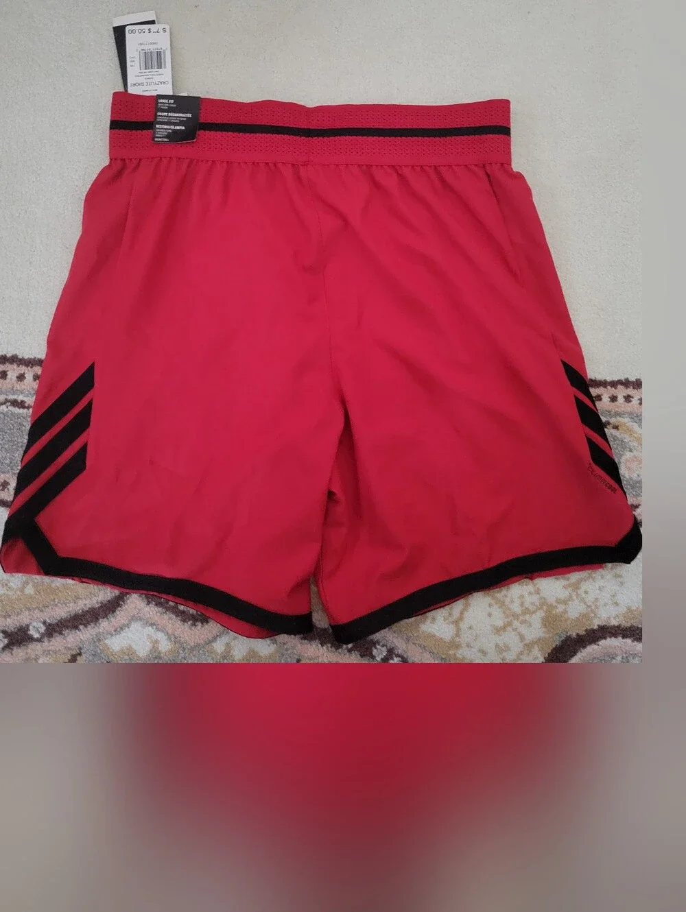 Adidas Red Basketball Shorts with Black Trim New With Tags